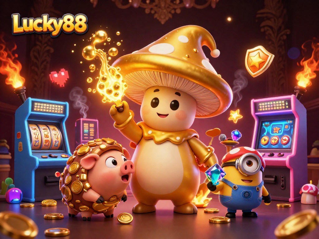 Lucky88 offers a vibrant gaming experience with magical elements and treasures in a casino setting.