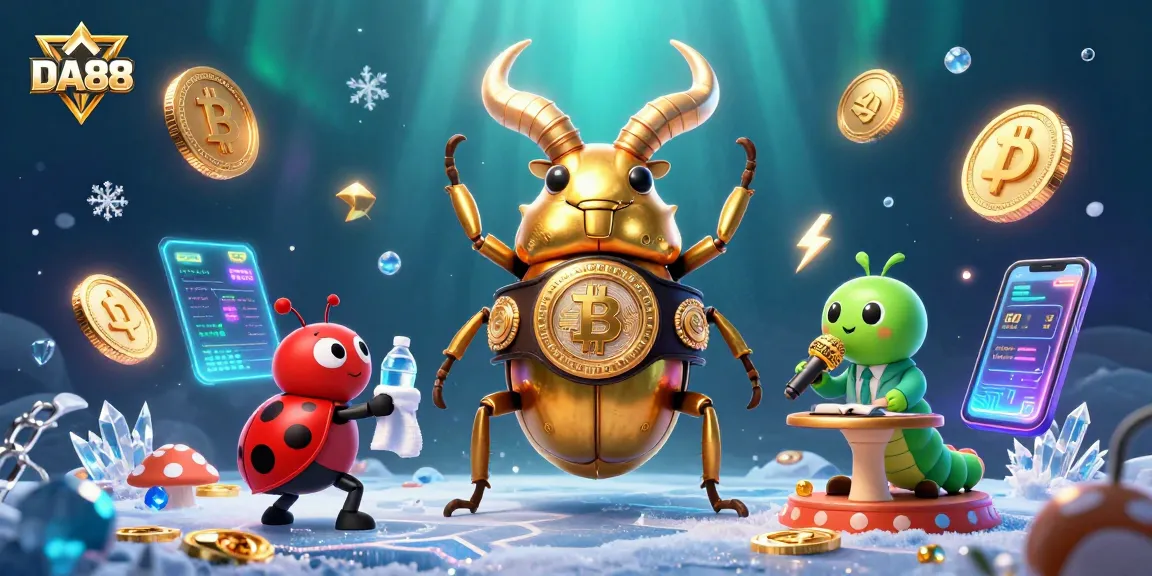 DA88 features vibrant characters in a casino scene showcasing rich 3D graphics and crypto elements.